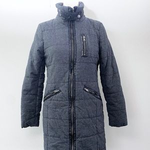 H&M Long Gray Quilted Jacket - Size 2